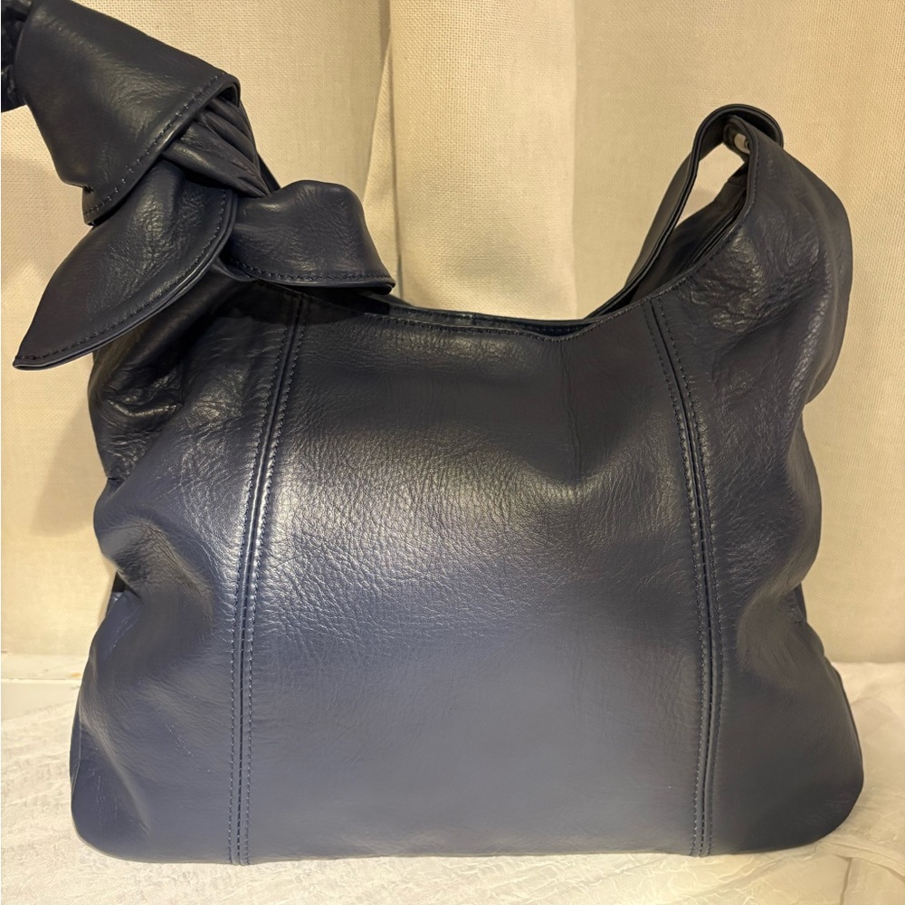 Chic Navy Leather Hobo Bag